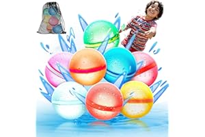 TWCARE 【8 Pack】Magnetic Reusable Water Balloons, Fast Self-Sealing for Kids Adults Latex-Free Silicone Quick Easy Auto Fill Bomb Ball, Refillable Pool Beach Outdoor Activities Games Toy Summer Fun Splash