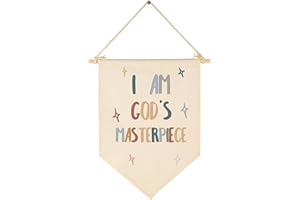 GEANHIL Bible Verse Wall Decor-Neutral Scripture Wall Banner- Flag Decor Gift For Baby Boys Girls Newborn Kids- Banner Wall Sign Gifts For Nursery Baby Room Playroom Bedroom Front Door