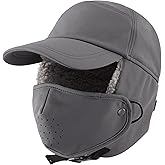 Connectyle Warm Winter Hat with Ear Flaps Mask Cold Weather Outdoor Ski Cap Water-Resistant Baseball Trapper Hat for Men