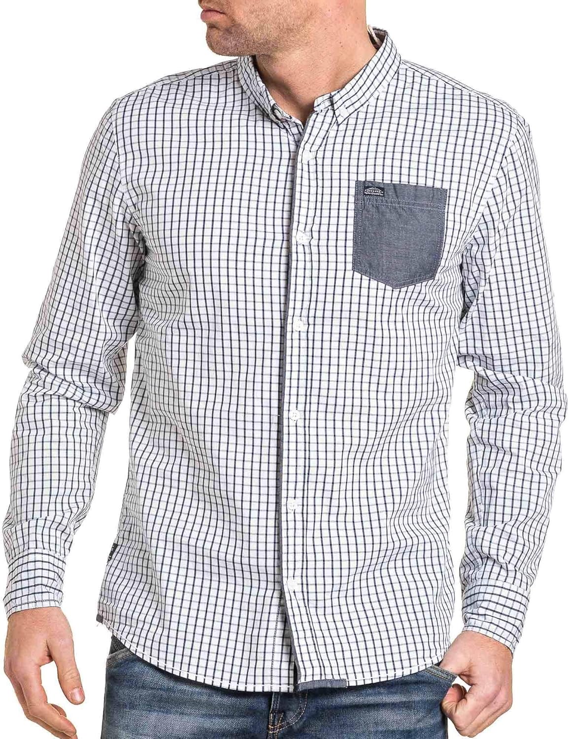 Chemise à petits carreaux bleu
