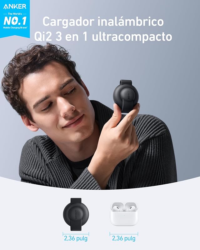 MagGo Cargador Inalámbrico iPhone 3 en 1 de Viaje, Plegable Qi2 15W