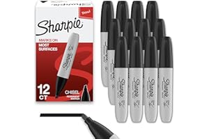 Sharpie Permanent Markers, Chisel Tip, Black, 12 Count