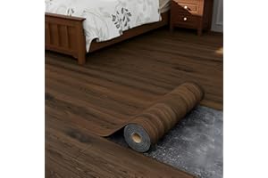 Oxdigi Peel and Stick Vinyl Flooring Roll 23"x 393"/64 Sq.Ft, Thicken Self Adhesive Vinyl Floor Tiles Wood Plank Flooring Waterproof Wear-Resistant for Any Room, Easy DIY Floor Coverings, Deep Brown