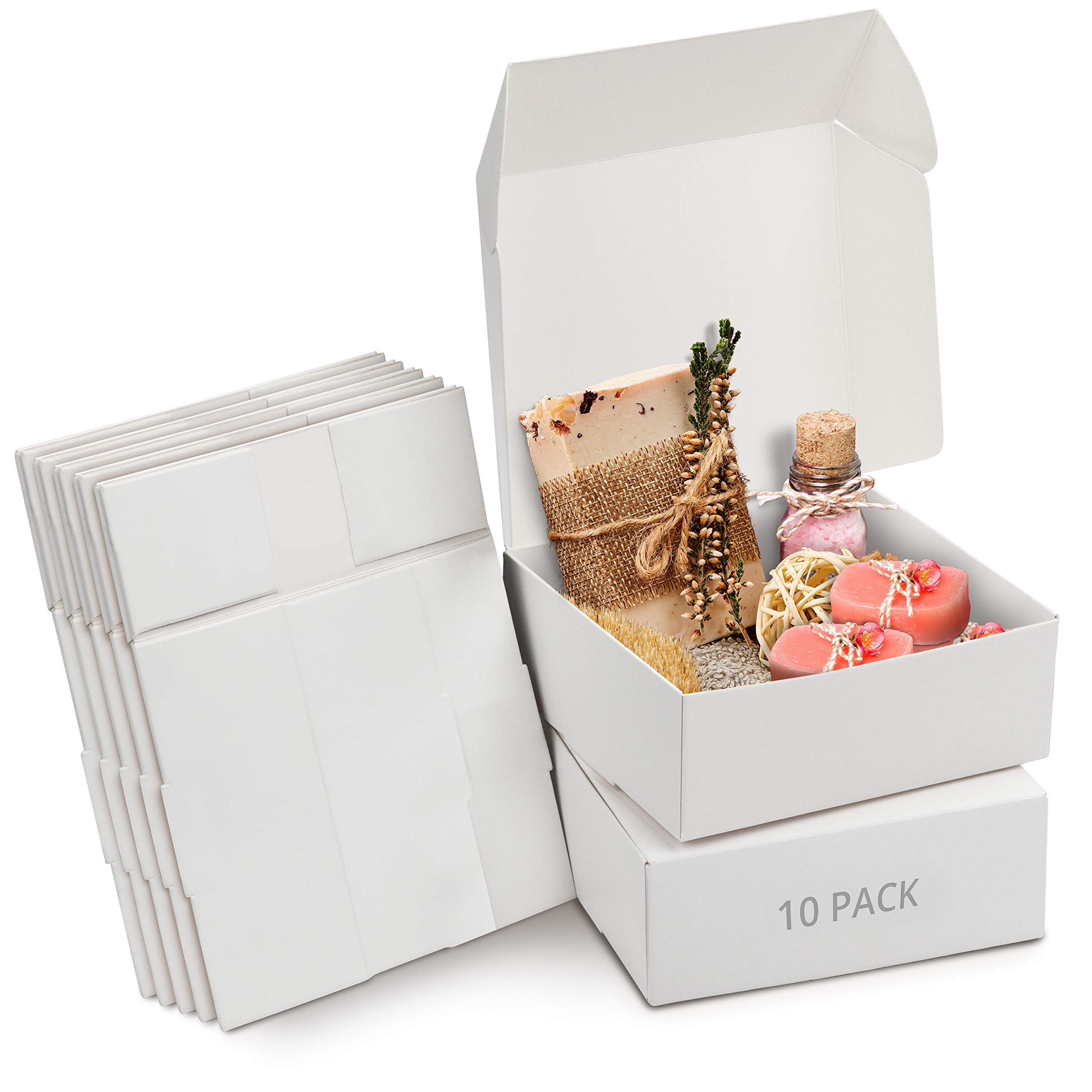 Kurtzy 10 Pack White Kraft Gift Boxes - Box Measures 12 x 12 x 5cm (4.72 x 4.72 x 1.96 inches) - Easy Assemble Square Presentation Favour Present Box - Parties, Birthdays, Weddings, Holidays