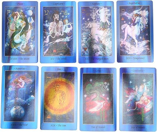 Amazon 78タロットカード 運命占いカードホログラム紙タロットカードデッキ未来を告げるゲーム予測カード家族のパーティーの初心者と専門家の読者の ためのインタラクティブなゲーム玩具 英語 カードゲーム トランプ おもちゃ