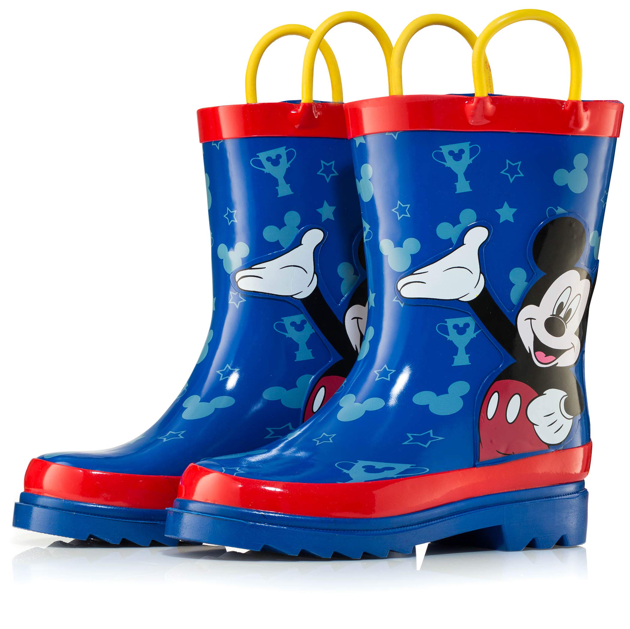 Disney Mickey Mouse Rubber Rainboots - Attached Handles - Toddler and Little Kid