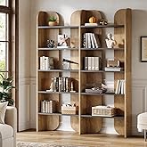 Tribesigns 5-Tier Farmhouse Bookshelf, 70.87-Inch Tall Double Wide Bookcase with Open Shelves, Vintage Floor Standing Book Sh