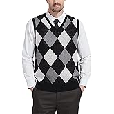 Kallspin Men's Argyle Vest Sweater Wool Blend V-Neck Sleeveless Pullover Sweater