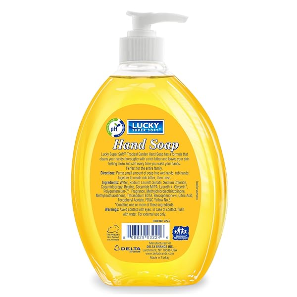 LUCKY SUPER SOFT LIQUID HAND SOAP, TROPICAL GARDEN, 13.5 FLUID OUNCE