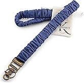 MyfavoriteK Stretchy Scrunchie Teacher Lanyard for ID Badges Denim-Style Neck Lanyard with Retractable Badge Holder for Keys