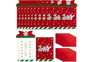 WATAYO 12 Sets Christmas Money and Gift Card Sleeves- Christmas Money Holder Ornaments for Cash Gifts with Envelopes- Joy Candy Christmas Gifting Money Cards Cash Holder for Xmas Holiday Party Gift Decor