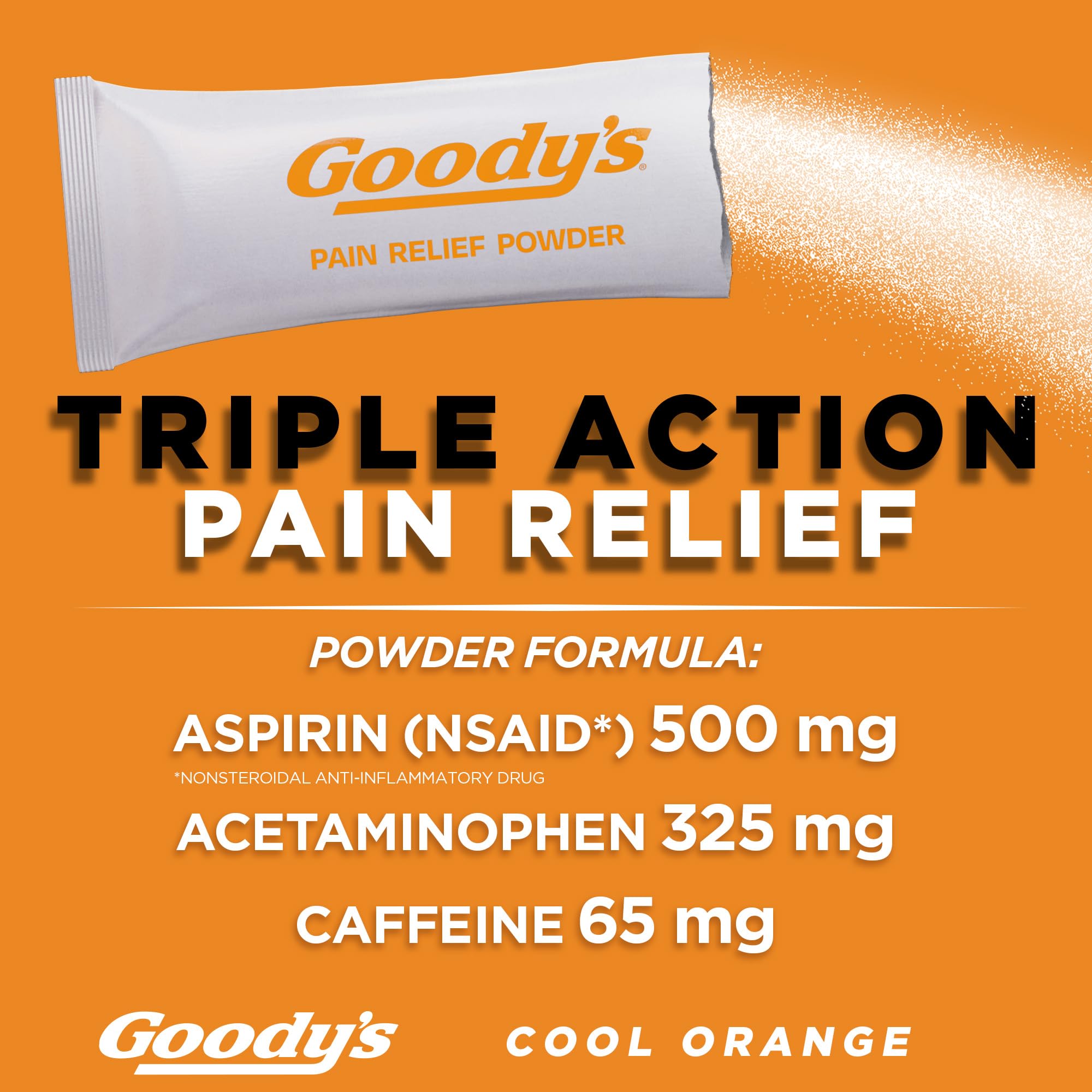 Goody's Pain Relief Powders, Extra Strength Headache Powder Cool Orange, 24 ct (Pack of 1)