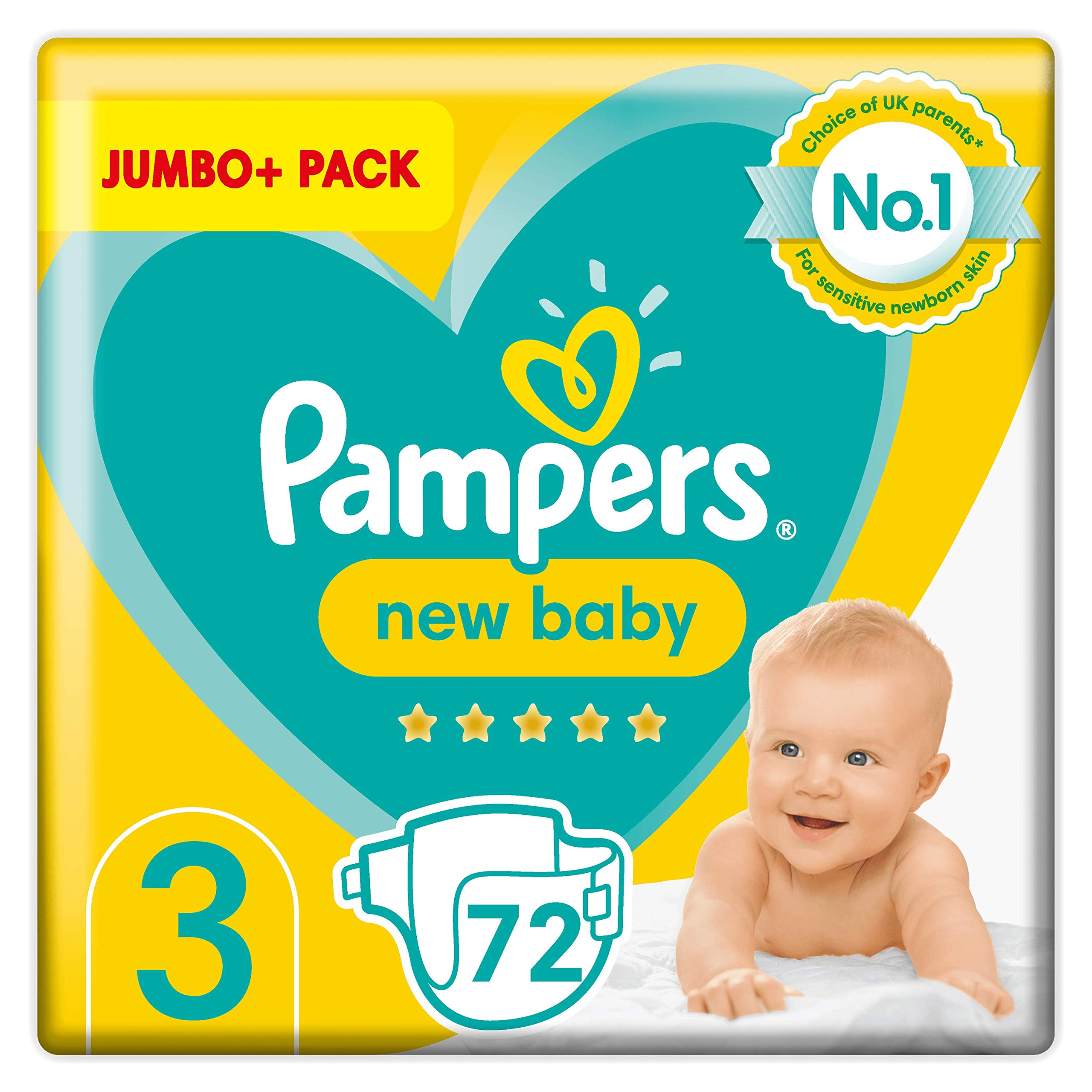 Pampers New Baby Size 3 Jumbo Pack, 72 Nappies