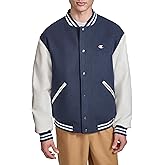 Champion Men's Letterman Varsity Bomber Jacket With Quilted Lining & Embroidered Sleeves