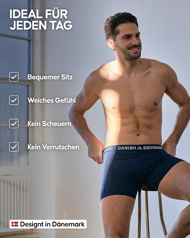 6er Pack Boxershorts Herren, Mit oder ohne Eingriff, Mehrfarbig (2X Schwarz, 2X Grün, 2X Blau Melange), M