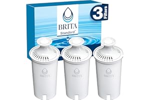 Brita Standard Water Filter for Pitchers and Dispensers, BPA-Free, Reduces Copper, Cadmium and Mercury Impurities, Lasts Two Months or 40 Gallons, Includes 3 Filters for Pitchers