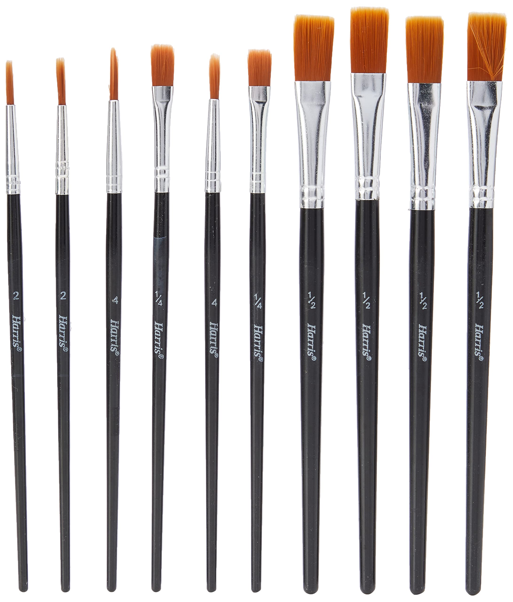 Harris Seriously Good Flat Artist Arts and Crafts Paint Brushes, 10 Pack