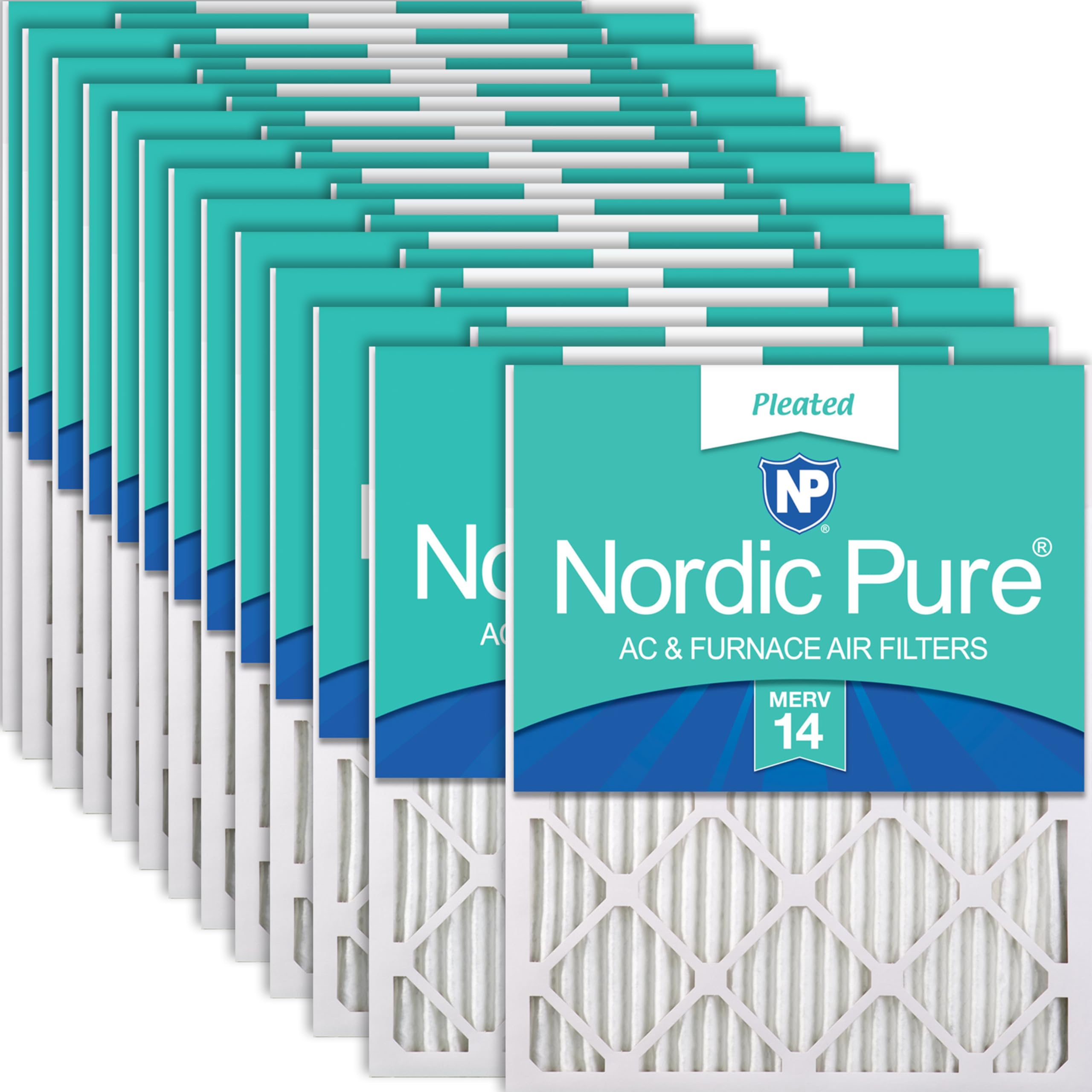 Nordic Pure 20x25x1 (Actual Size: 19 1/2 x 24 1/2 x 3/4) Pleated MERV 14 Air Filters 24 Pack Image