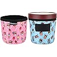 2 Pack Ice Cream Pattern Print Size Ice Cream Sleeves Neoprene Cover with Spoon Holder Cover (Ice Cream (2PCS))
