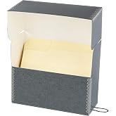 Lineco Archival Document Storage Box, 12.5" x 10.5" x 5", Gray | Acid-Free, 12 Letter Sized File Folders Included, Organizer for Prints, Photos, Papers
