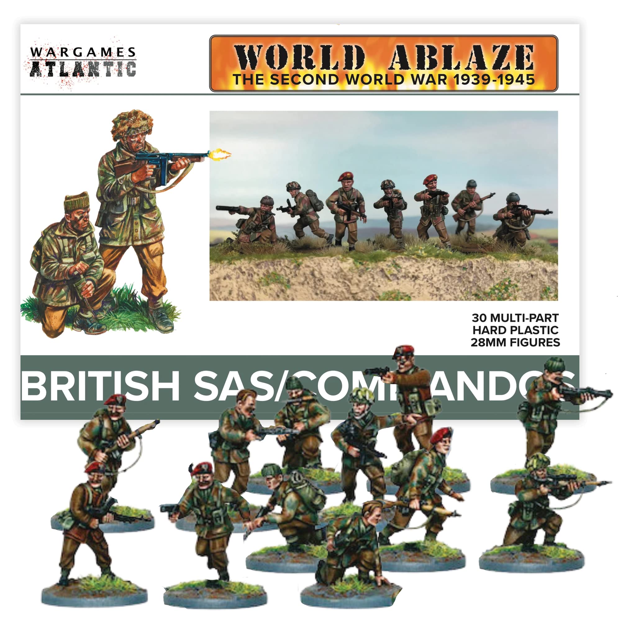 Wargames Delivered World Ablaze The Second World War 1939-1945: SAS Squad Miniature War Game - 30 Plastic Figures, Age 14+