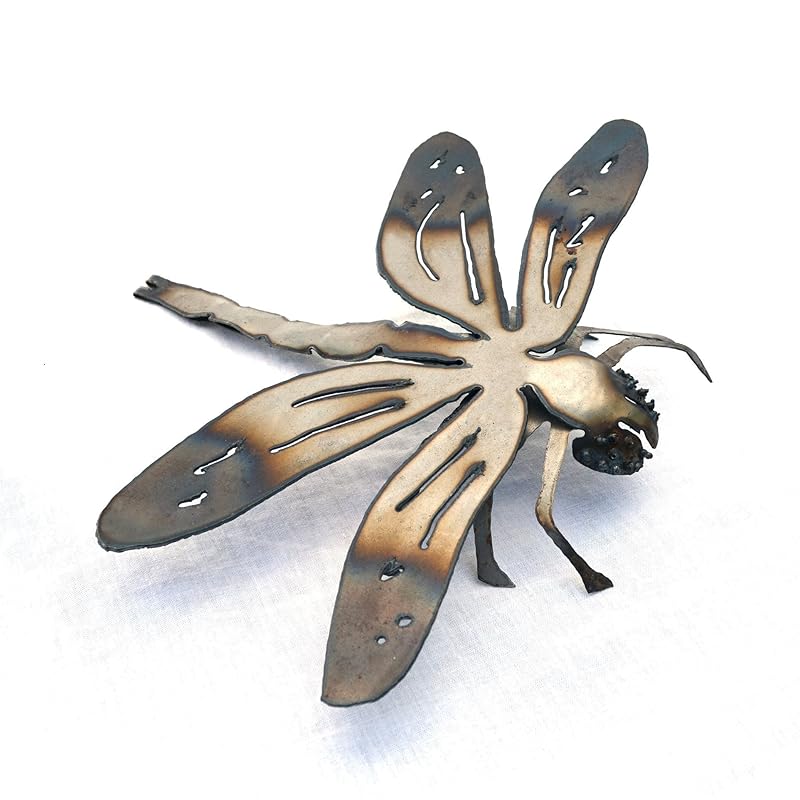Metal dragonfly sculpture Outdoor insect art Bug