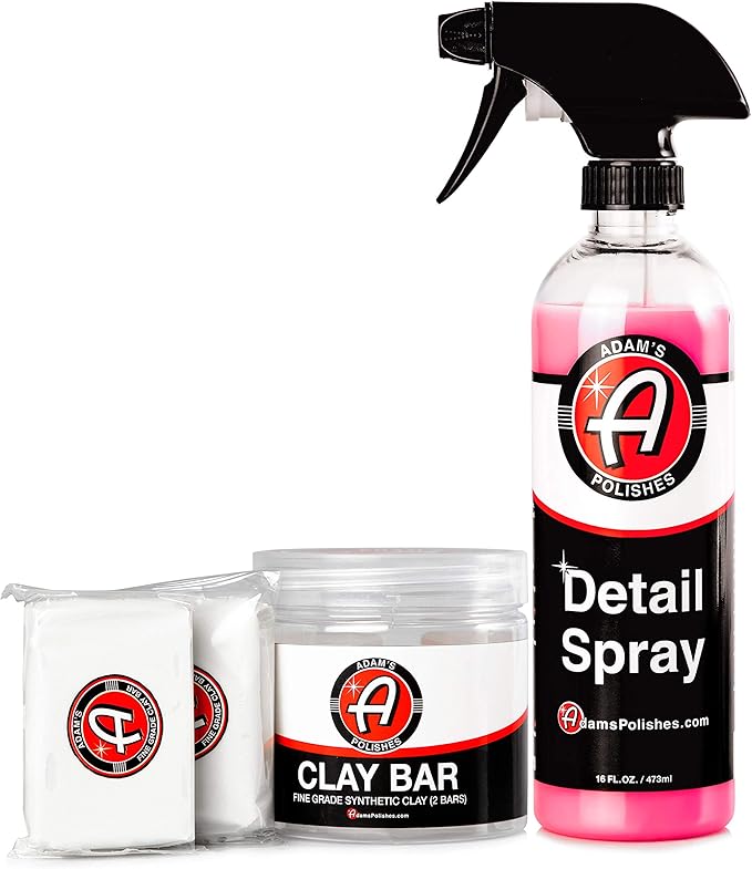 Adam's Ultra Fine Clay Bar & Detail Spray 16 oz Combo Safely Remove