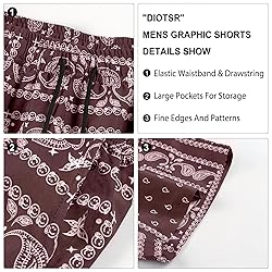 DIOTSR Mens Paisley Casual Shorts Retro Graphic