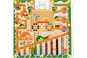 LAWFIG Magnetic Color and Number Maze Montessori Toys for 3+ Year Old Kids Wooden Drawing Board with Magnetic Beads Educational Learning Toys Counting Matching Toys