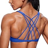 CRZ YOGA Womens Naked Feeling Criss Cross Sports Bra - Strappy Back Padded Medium Support Wireless Gym Cami Workout Yoga