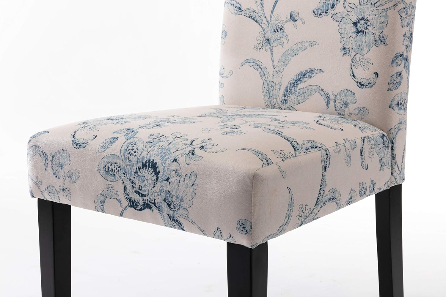 DininL Fur Dining Chair Kitchen Chairs Set of 2 Modern Dining Room Side Chairs Fabric Cushion Seat Back with Nailhead Trim (Flowers) - Chairs