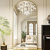 XRAMFY 78"x38" Arched Full Length Mirror with HD Real Glass, Aluminum Frame, Shatter-Resistant, Wall Mounted or Standing, Gold Floor Mirror for Bedroom & Dressing Room