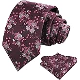 Alizeal Mens 3.15inches Delicate Floral Tie with Small Flower Printed Handkerchief Set