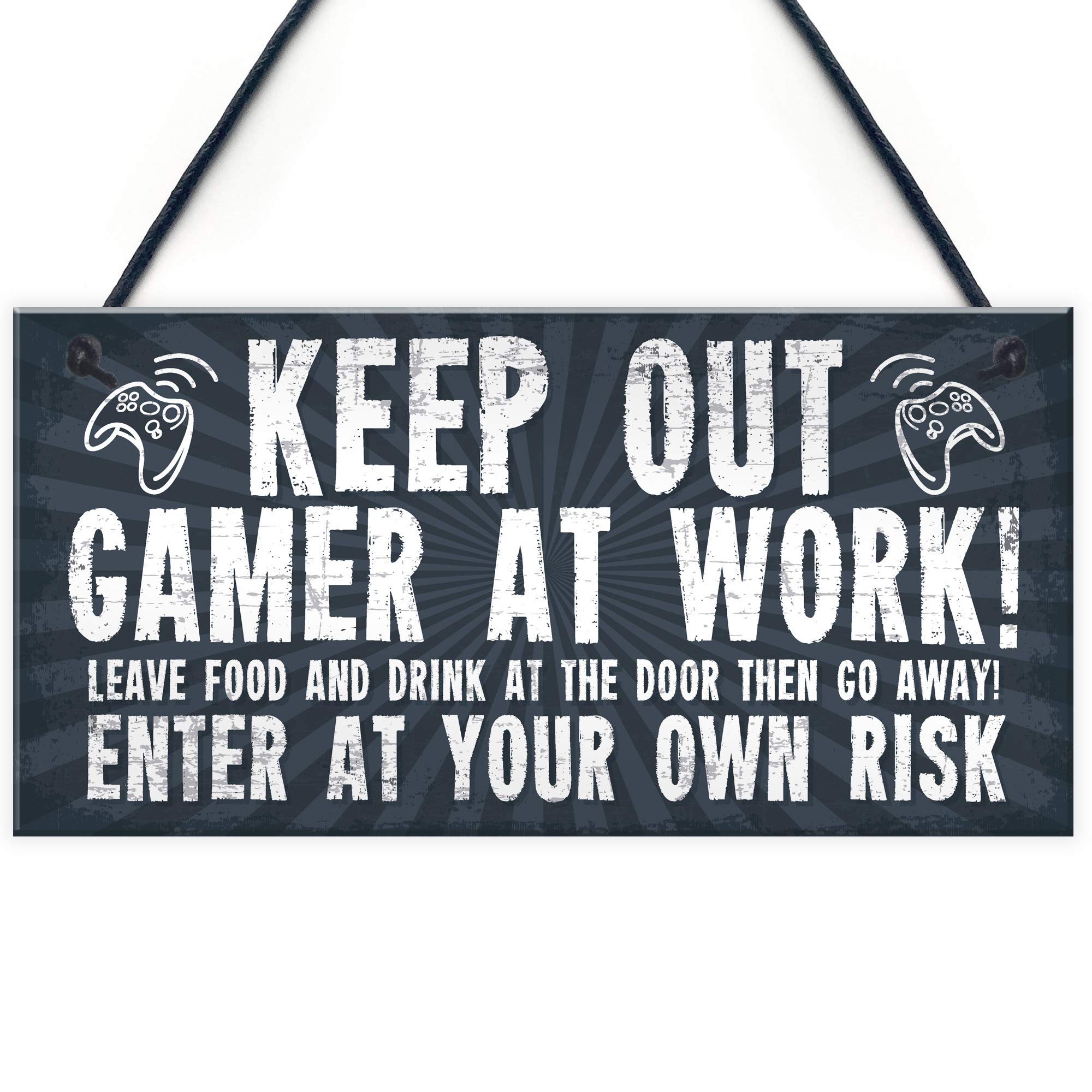 Red Ocean Funny Sign Keep Out Gamer At Work Man Cave Door Wall Plaque Dad Gifts For Men