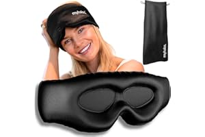 MyHalos 3D Mulberry Silk Sleep Mask with Eye Cups - Blackout Sleep Mask for Men & Women - Eye Masks for Sleep Anywhere