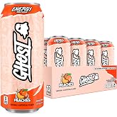 GHOST Energy Drink, Zero Sugars, 12-Pack, Peaches - 200MG Caffeine, 16oz | Energy &amp; Focus Pre Workout Drink, No Artificial Colors, Gluten-Free, Vegan - 200MG Natural Caffeine, L-Carnitine, Taurine