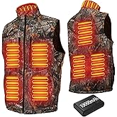 GVDV Heated Vest for Men for Hunting with Battery Pack,Camo Size Adjustable Heated Jacket, 8 Heating Zones