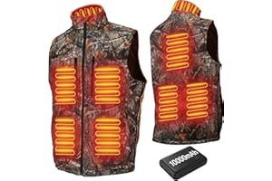 GVDV Heated Vest for Men for Hunting with Battery Pack,Camo Size Adjustable Heated Jacket, 8 Heating Zones
