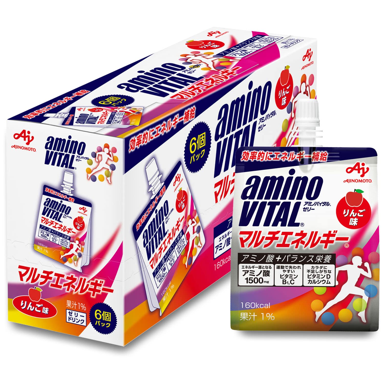 味の素 アミノバイタル ゼリードリンク マルチエネルギー りんご味 180g×6個 アミノ酸 1500mg ビタミン カルシウム 栄養補給 の商品画像