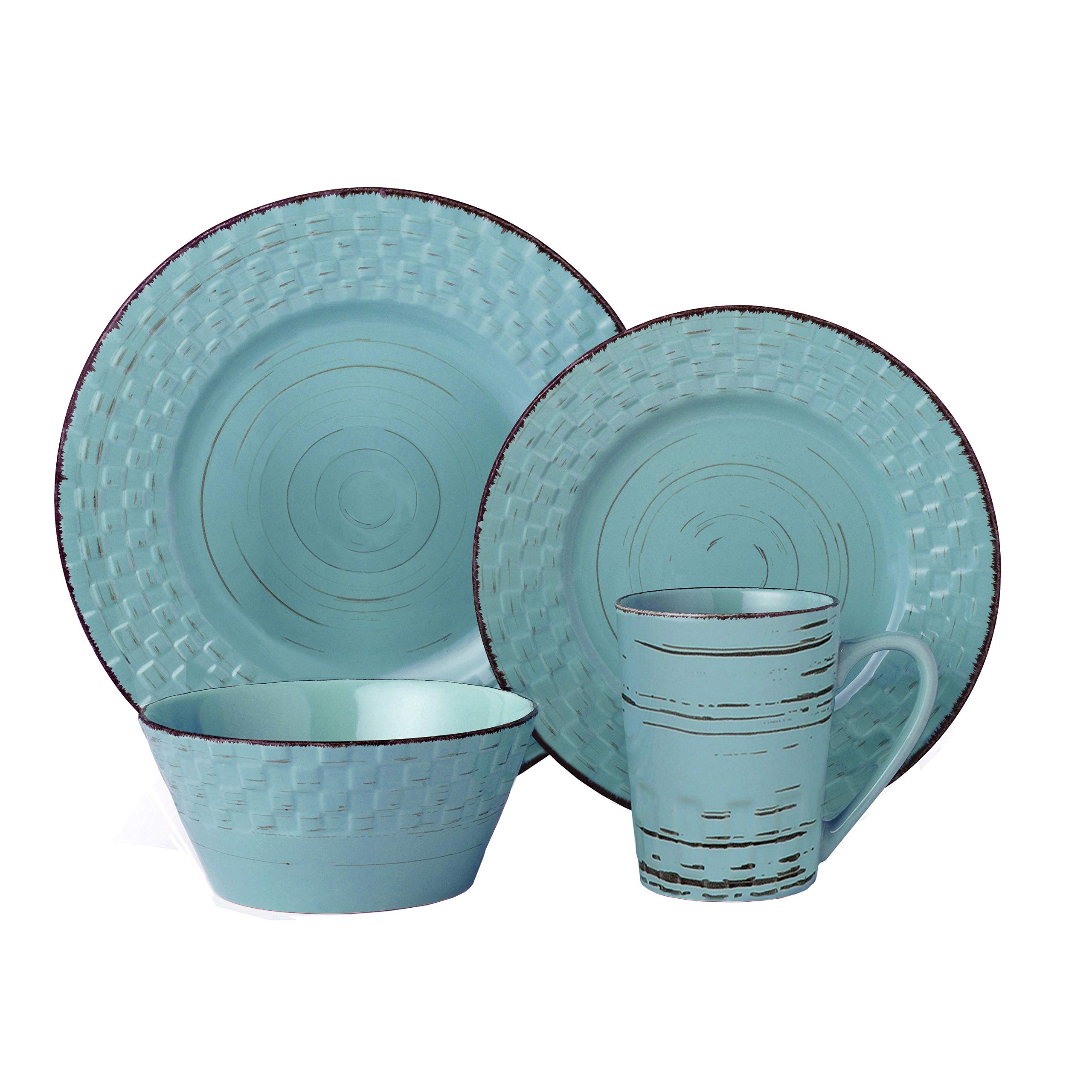 Lorren Home Trends Basket Dinnerware Set, Blue