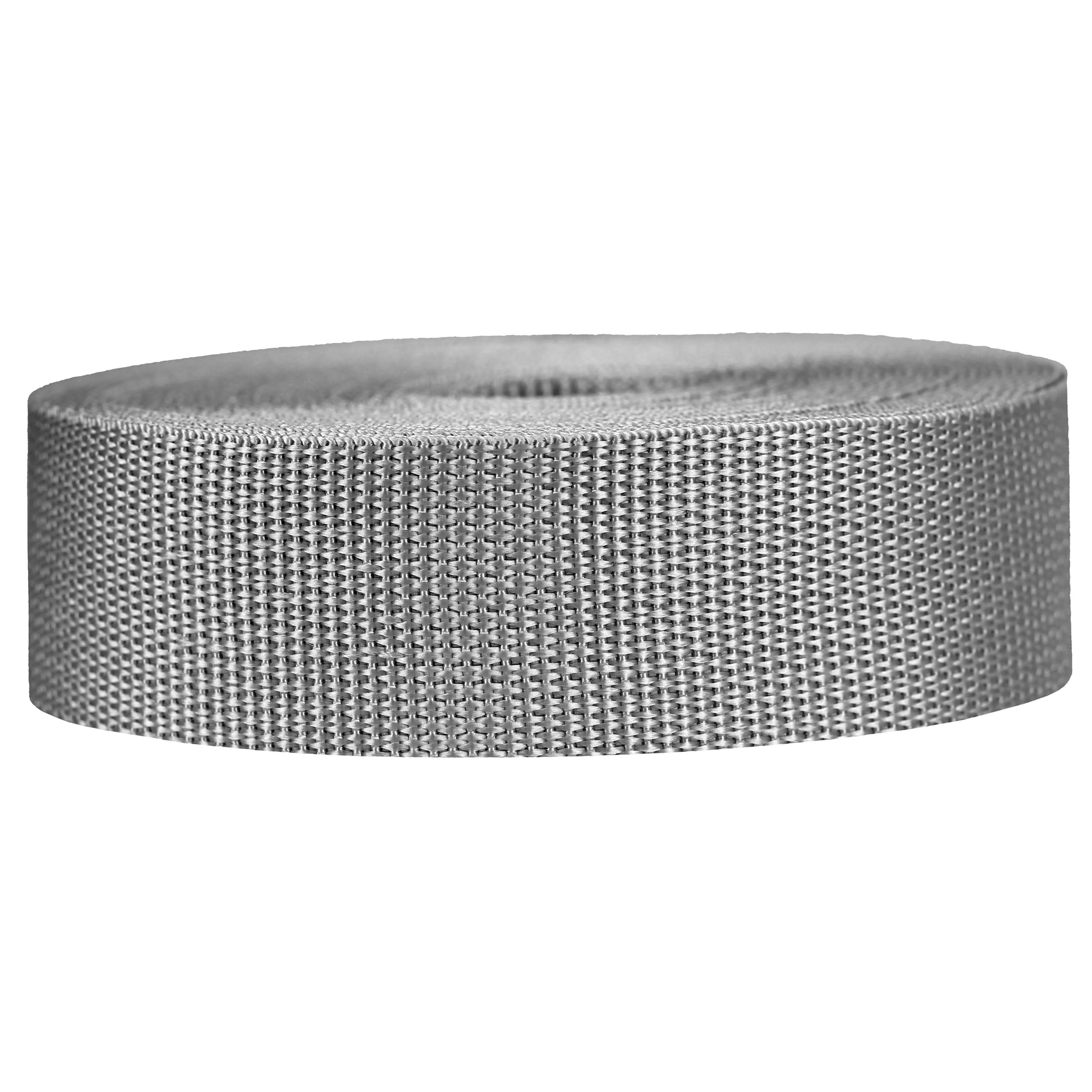 Strapworks Lightweight Polypropylene Webbing - Poly Strapping for Outdoor DIY Gear Repair, Pet Collars, Crafts – 1.5 Inch x 50 Yards - Silver Gray