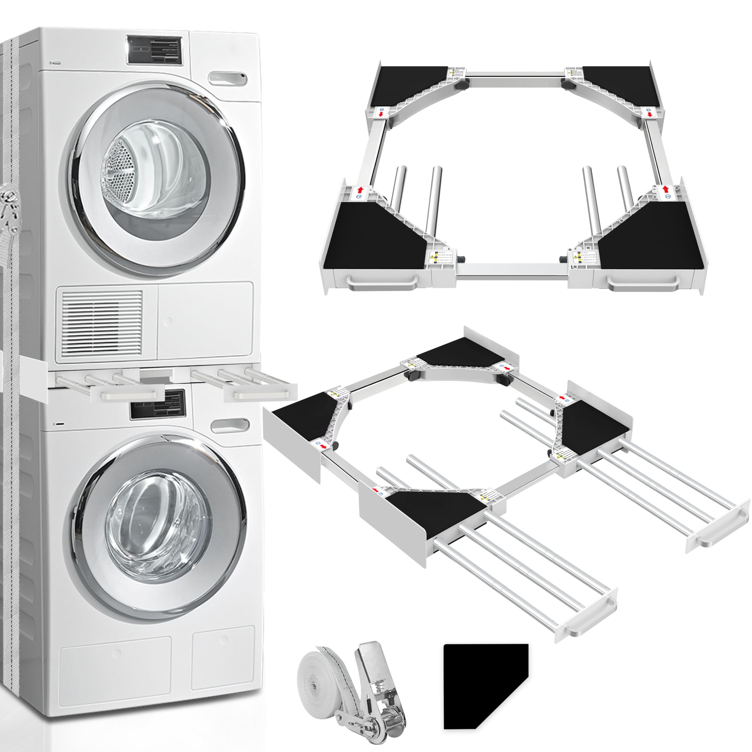 Photo 1 of Washer and Dryer Stacking Kit: Universal Stacking Kit with Pull-Out Drying Rack for Laundry Room - Fits Most 24" to 29" Washers & Dryers - Adjustable - Space-Saving Design
