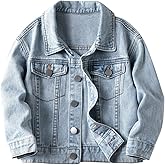 MakeMeChic Baby Boy's Button Down Denim Jacket Long Sleeve Drop Shoulder Coat Streetwear