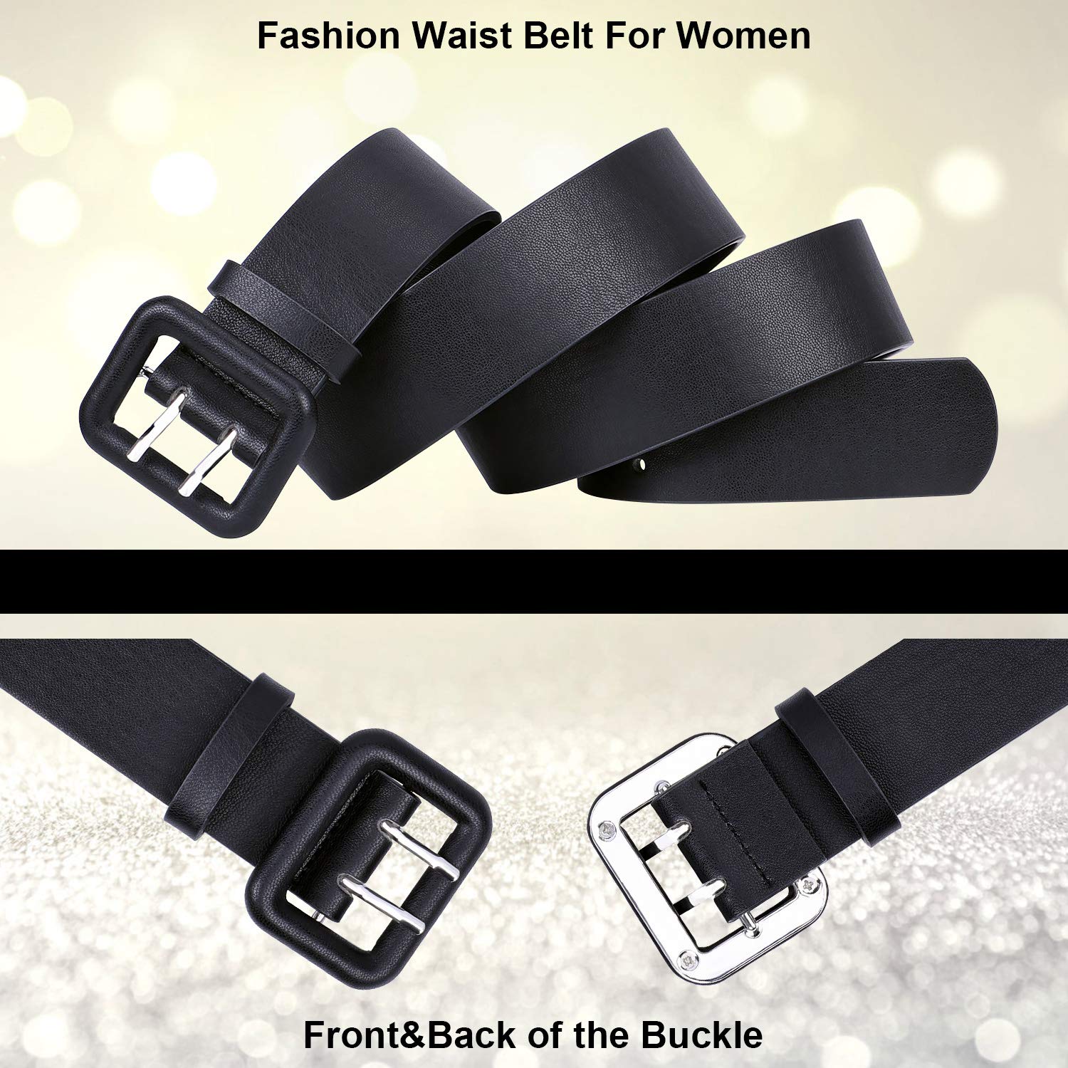 WERFORU Women Wide PU Leather Belt -Ladies Thick High Waist Belt for Dress(Suit for waist size 34\