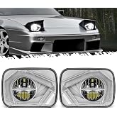 Partsam Eagle Eye Headlights H6054 LED 7x6 5x7, Hi/Low Sealed Beam with Start &amp; End Animation, Sequential Turn Signal, Anti-Glare, DRL, Silver, DOT Approved