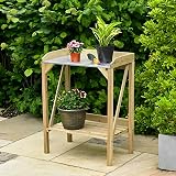 Unibos Aggloz Wooden Potting Table with Hooks & Shelves for Gardening view 3
