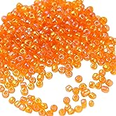 Alaviitsi 2000pcs Glass Seed Beads, 2mm Mini Bracelet Crafts Glass Bugle Beads for DIY Jewelry, Embroidery, Bracelet Making Kits,Orange