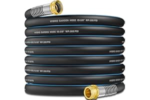 LINQUO Garden Hose 100 ft x 5/8"", Water Hose Heavy Duty, Flexible, Lightweight Hybrid Hose with Swivel Grip Handle, Male to Female 3/4"" Solid Brass Fittings,Non-Expanding Garden Hoses