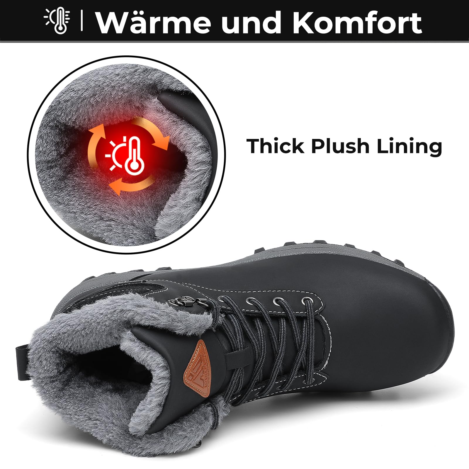 Mishansha Winterschuhe Herren Gefüttert Winterstiefel Damen Warm WinterBoots Wasserfeste Schwarz 42 2