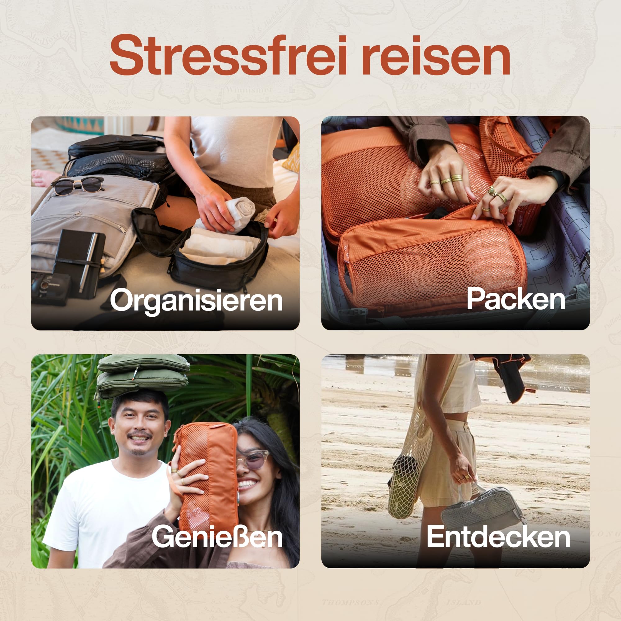 TRAVEL DUDE Packwürfel Set mit Kompression aus recycelten Plastikflaschen, Leichte Packing Cubes, Packtaschen Set für Rucksack und als Koffer Organizer, Zubehör (Schwarz, 7-teiliges Set) 3